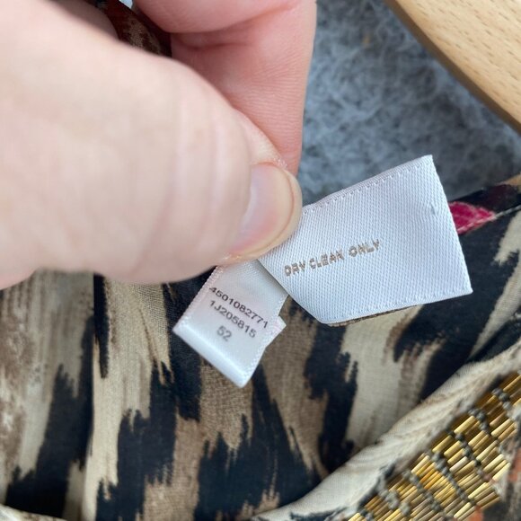 Chicos Top Womens 1 US Medium Brown Multi Ikat Embellished 3/4 Sleeves Blouse - Picture 6 of 9